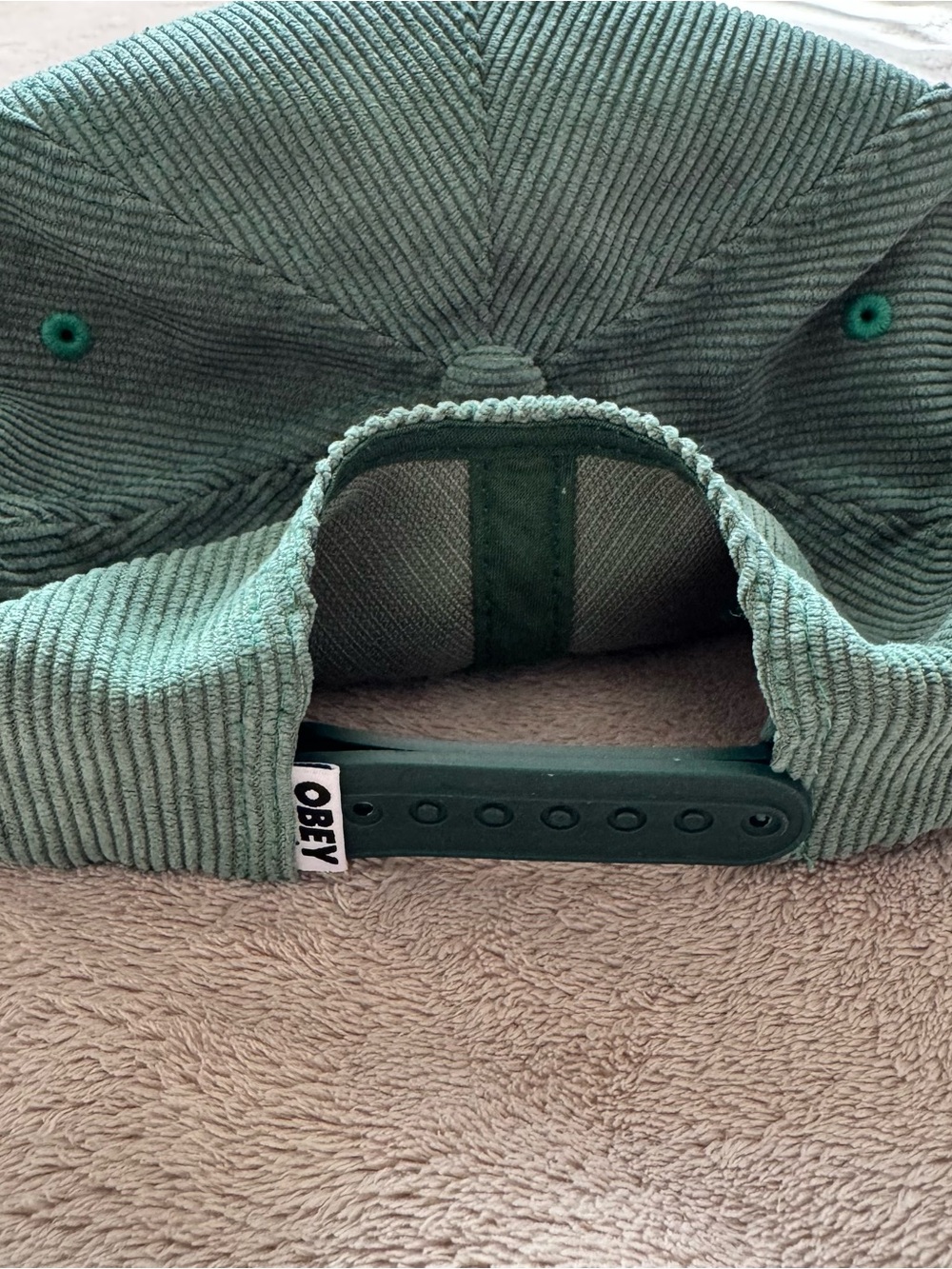 Obey Green Corduroy Strapback Cap - Picture 7 of 11